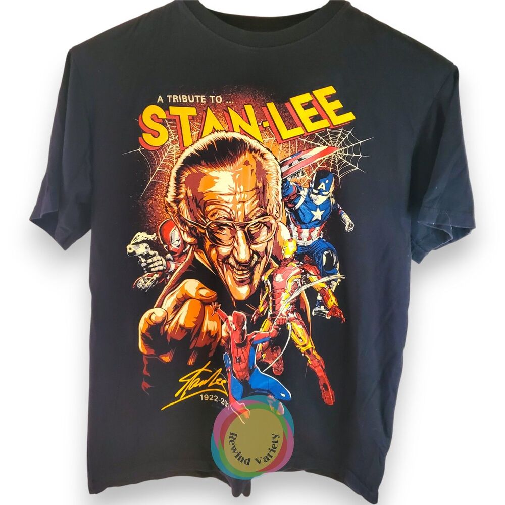 Stan Lee Memorial Tribute Graphic T-Shirt Mens XL Fits L Black